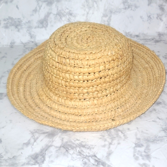 Kaminsky Raffia Straw Sun Beach Hat Vintage w Folk Art Hat Pin Australian - Picture 2 of 9